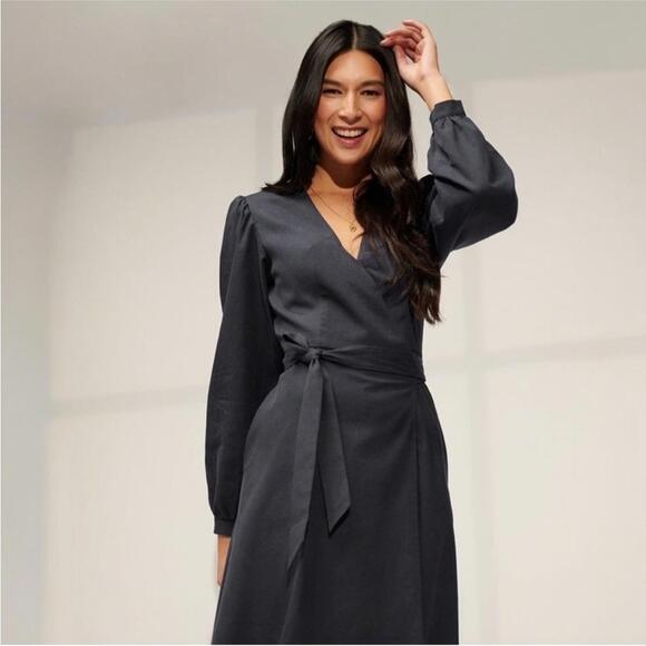 Emma Knudsen Reese Midi Long Sleeve Wrap Dress - Picture 2 of 12